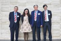 Prof LIU (second from left) with the College ‘three giants’, Mr David CHU (second from right), Prof Wai-Yee CHAN (first from left) and Prof Kenneth YOUNG